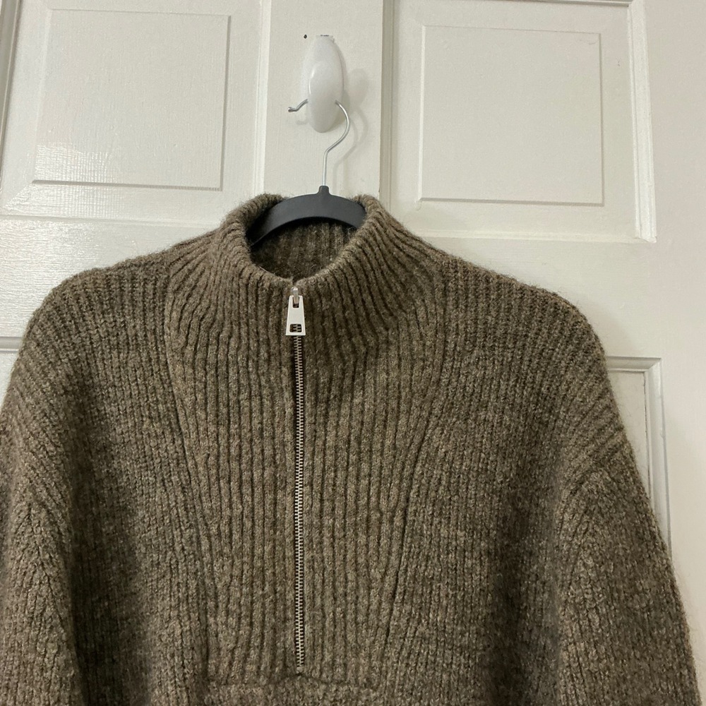 Zara Wool and Alpaca Blend Quarter Zip Sweater Men XL Classic Gorpcore Academia